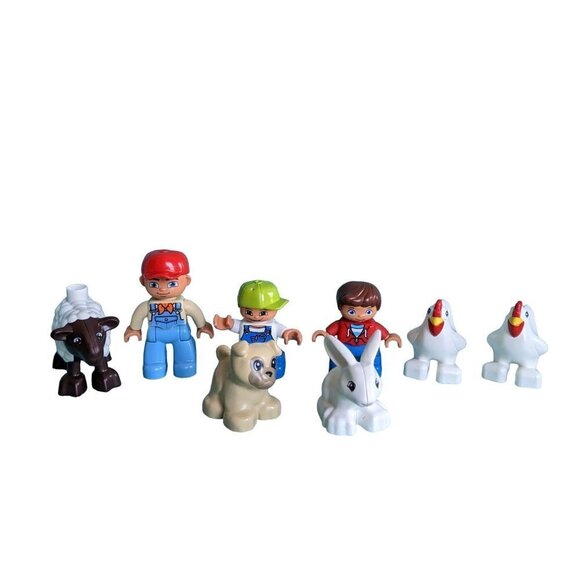 8 Piece Lego Duplo Town Farm Animals People Figurines Replacements Bundle Lot - Picture 1 of 10